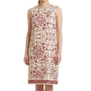 J. McLaughlin Kim Dress NWT Velvet Soft in Bavaria Print Size 0 Cream Red